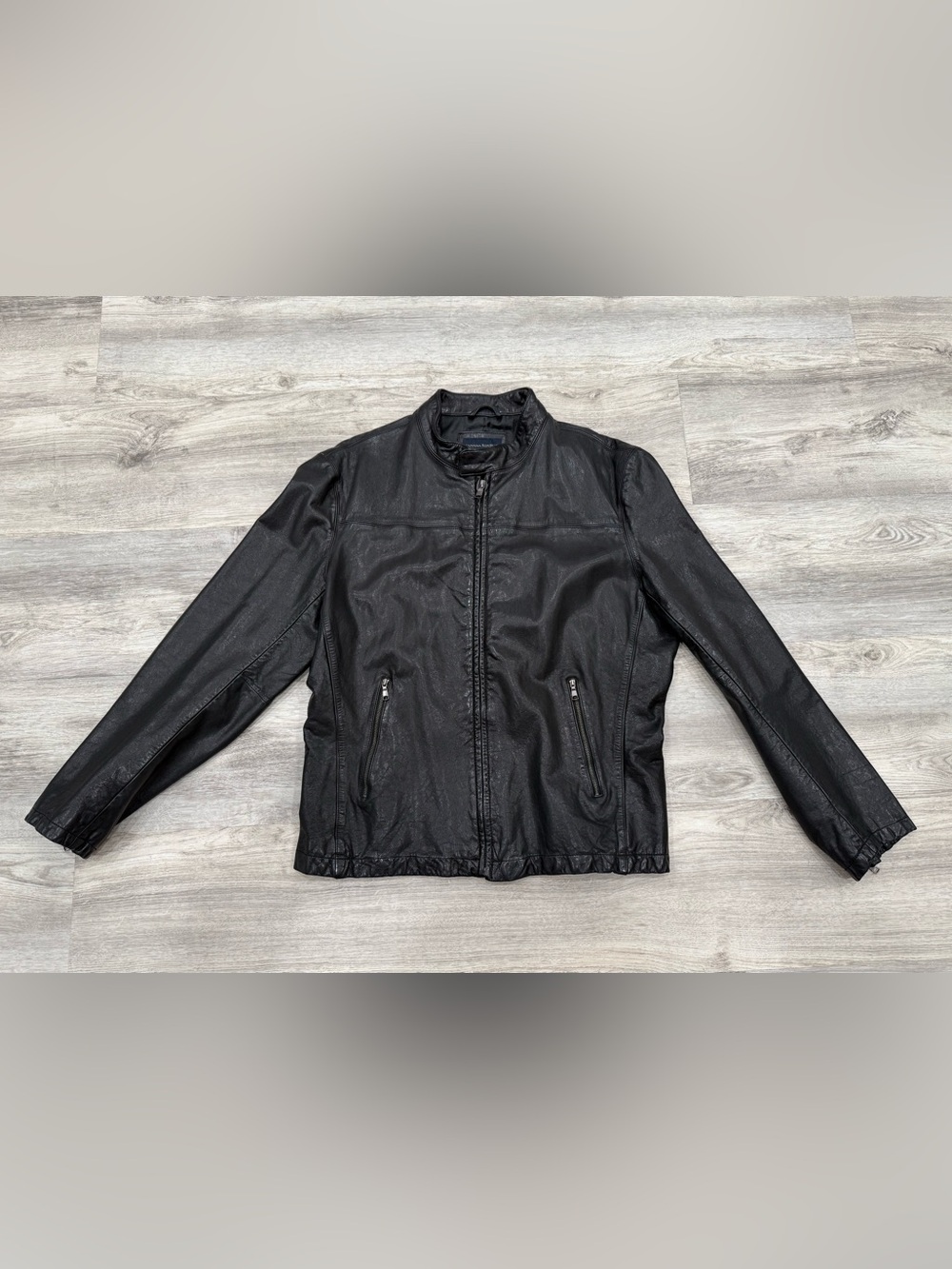 Men's Banana Republic Black Leather Zip-Front Jacket